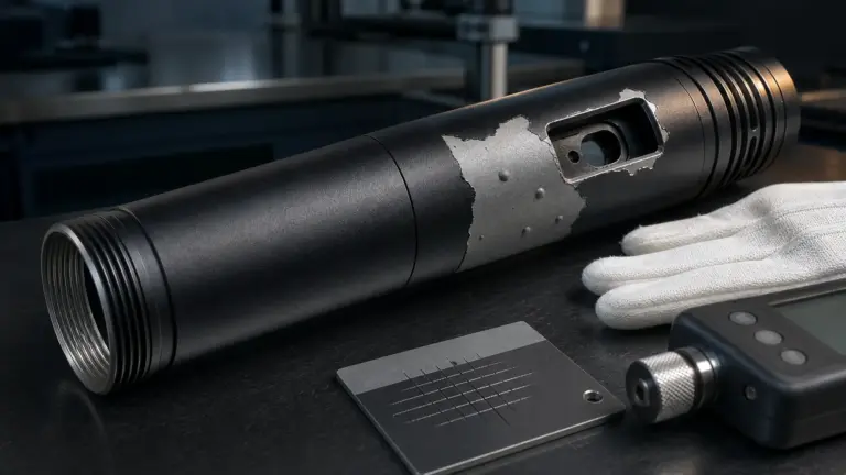 Paint peeling, blistering, and edge chipping on a metal microphone body